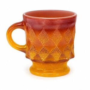 Vintage Fire-King Kimberly Peach Lustre Pedestal Coffee Mug Anchor Hocking USA